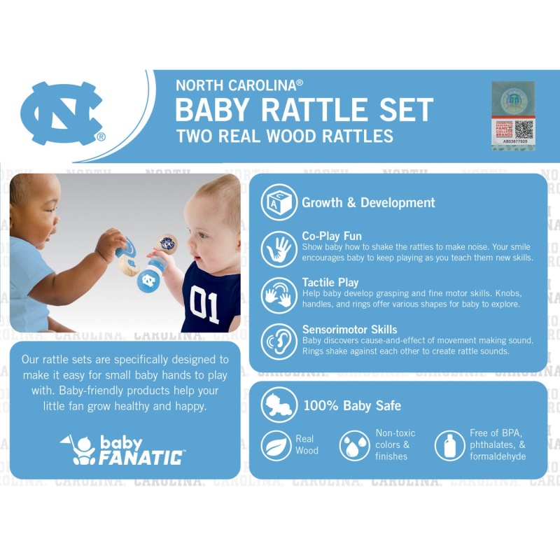Unc Tar Heels - Baby Rattles 2-Pack