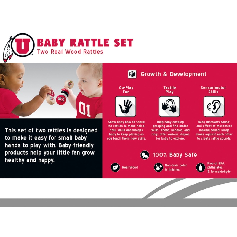 Utah Utes - Baby Rattles 2-Pack