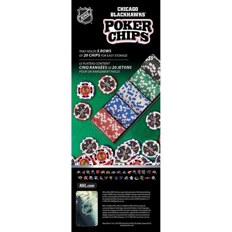 Chicago Blackhawks 100 Piece Poker Chips