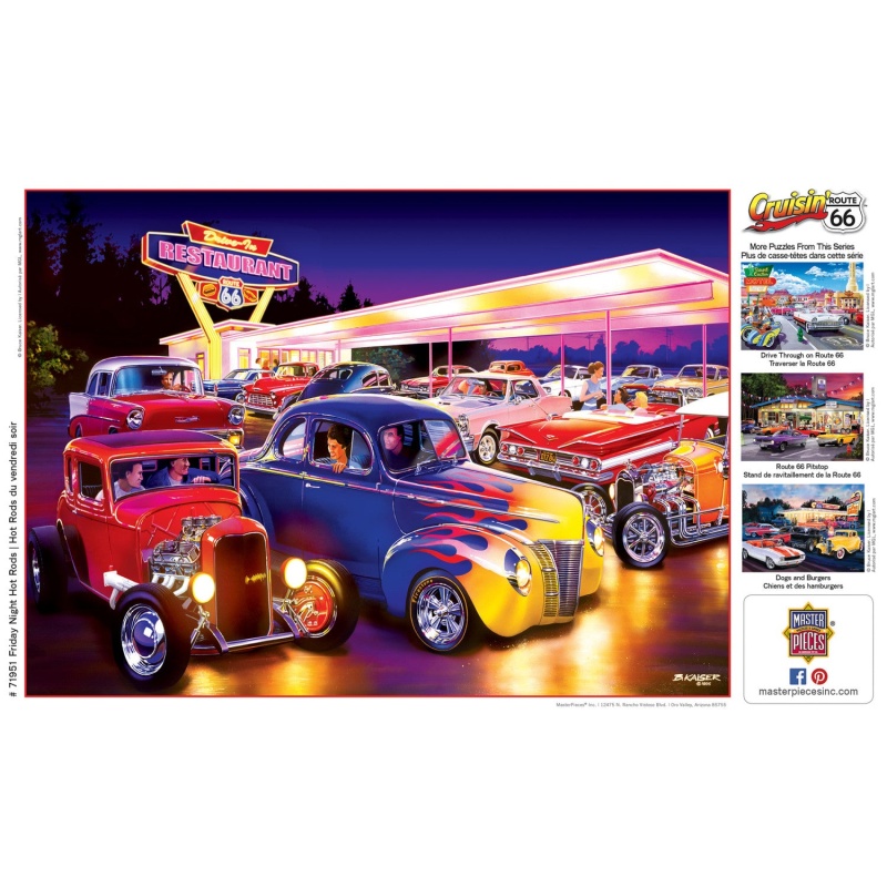Cruisin' Route 66 - Friday Night Hot Rods 1000 Piece Jigsaw Puzzle