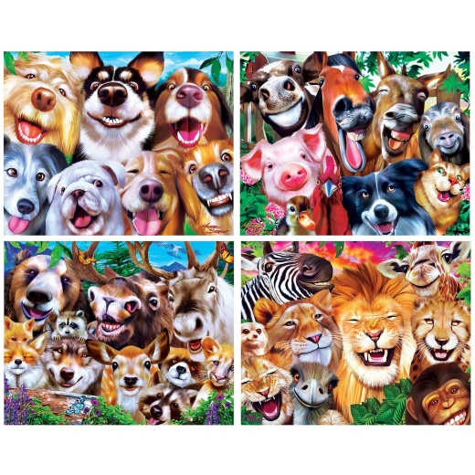 MasterPieces Selfies 100 Piece Jigsaw Puzzles 4-Pack