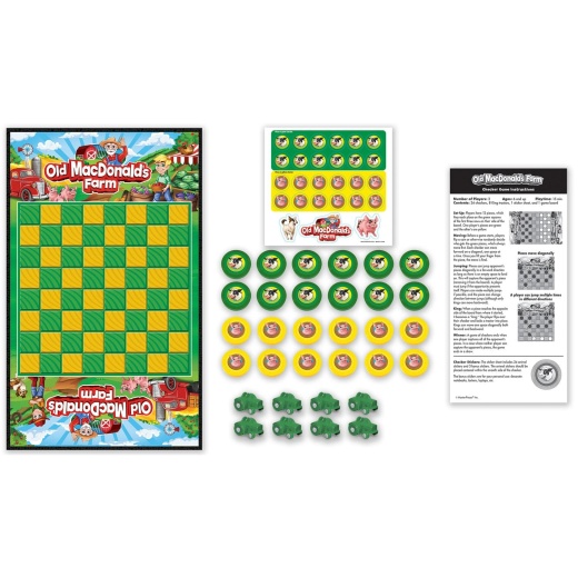 Old Macdonald's Farm Checkers Board Game - Classic Fun for Kids!
