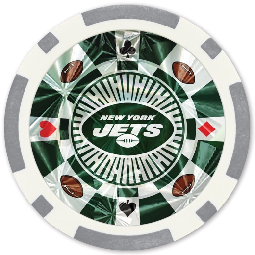 New York Jets 20 Piece Poker Chips - Silver Collector's Edition