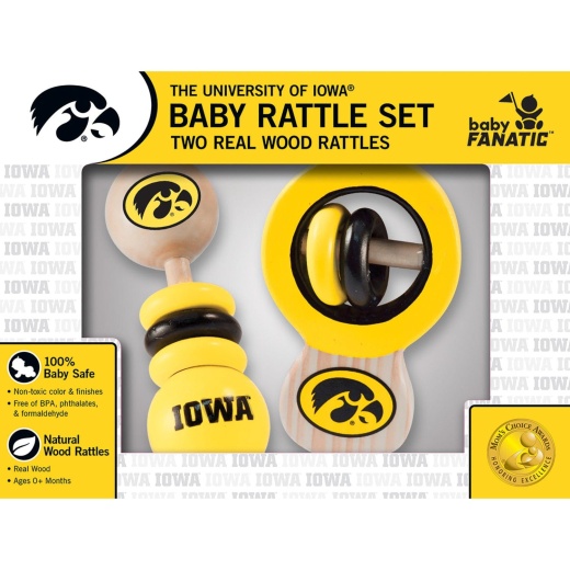Iowa Hawkeyes - Baby Rattles 2-Pack