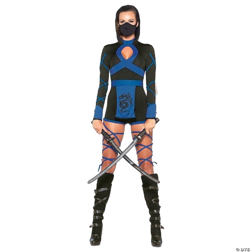 Adult Ninja 3PC Black/Blue-Large Costume - Unleash Your Inner Warrior