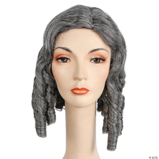 Adults 1840S Smooth Waves With Ringlets Wig - Medium Brown Gray 44