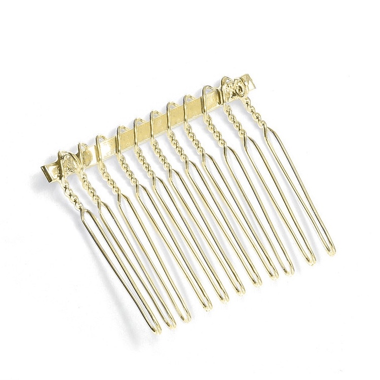 Gold Comb Adapter With Loops For Brooches Or Veils - 1 1/2" Wide