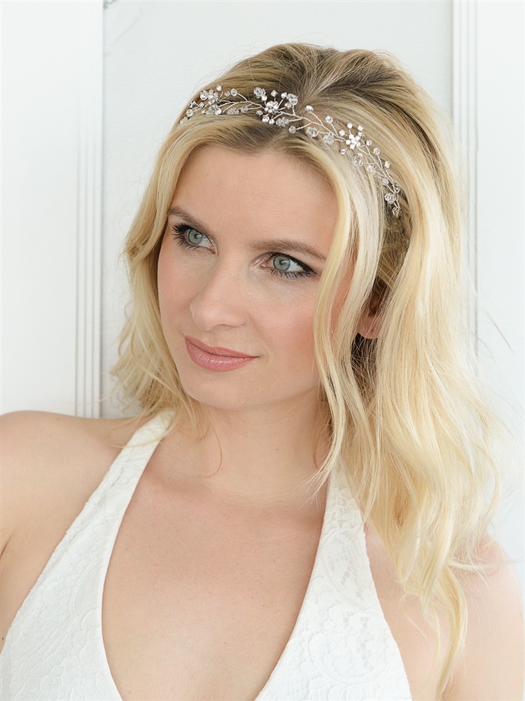 Top Selling Swarovski Crystal Silver Tiara Vine With Double Combs