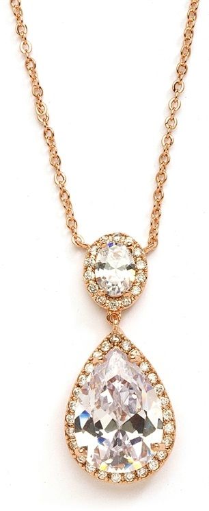 Couture Cubic Zirconia Pear-Shaped Bridal Necklace