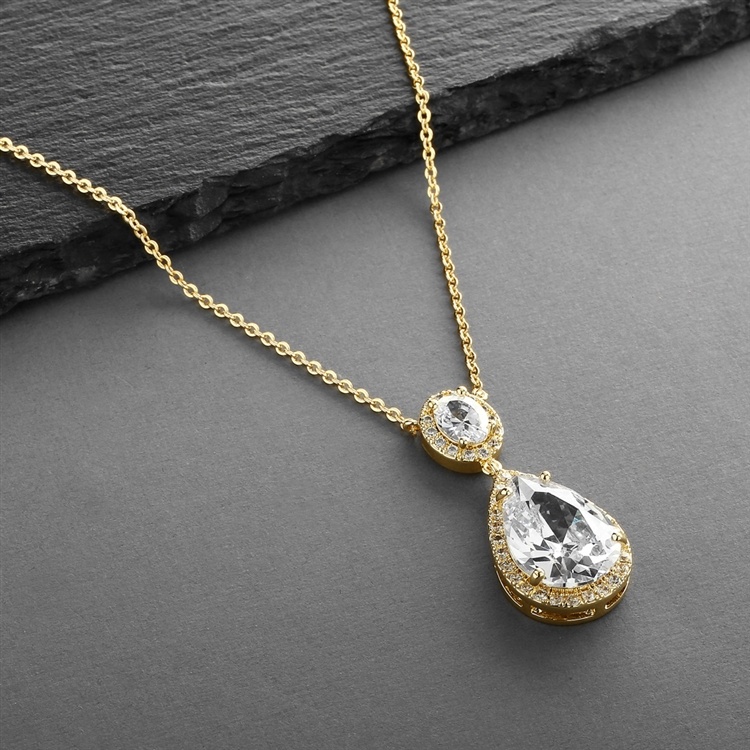 Couture Cubic Zirconia Pear-Shaped Bridal Necklace