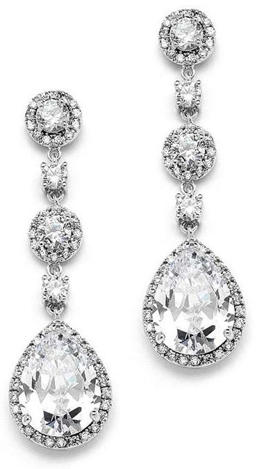 Best-Selling Pear-Shaped Drop Bridal Earrings With Pave Cz