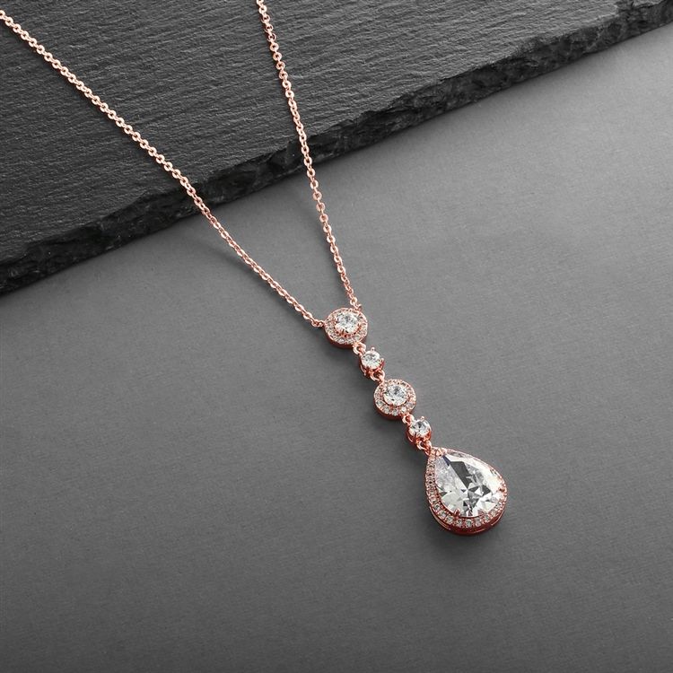 Best-Selling Rose Gold Bridal Necklace With Pear-Shaped Cz Drop