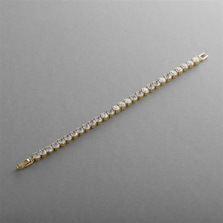 Glamorous 14K Gold Plated Bridal Or Prom Tennis Bracelet In Petite Size