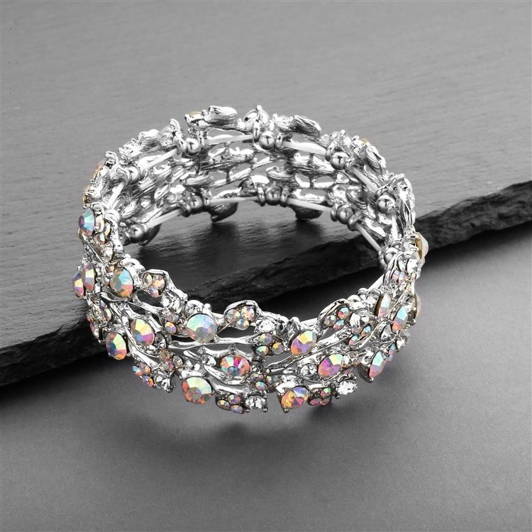 Bold Crystal Ab Vine Wedding Stretch Bracelet