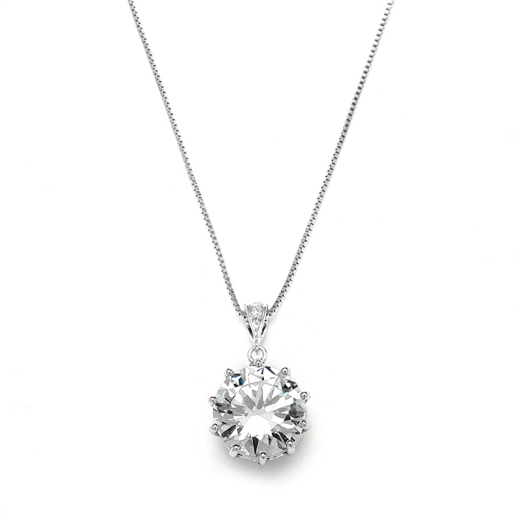 Bridal, Prom Or Bridesmaids Bling Cz Necklace Pendant