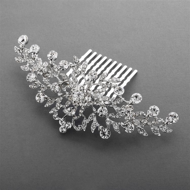 Popular Crystal Wedding Or Prom Comb With Shimmering Leaves