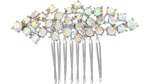 Crystal Clusters Silver & Ab Wedding Or Prom Comb