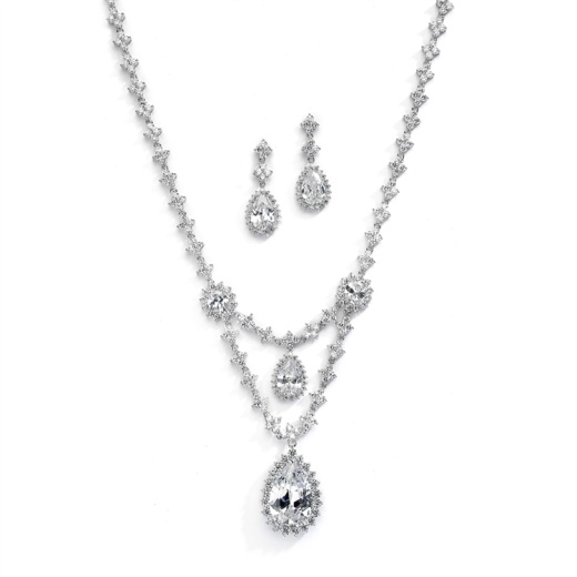 Luxury Bridal Statement Necklace Set with Draped CZ
