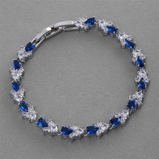 Cubic Zirconia Wedding Bridal & Prom Tennis Bracelet with Sapphire Cz
