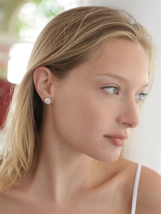 Crown Setting Clip-On 2.0 Ct Round Cubic Zirconia Platinum Plated Stud Earrings