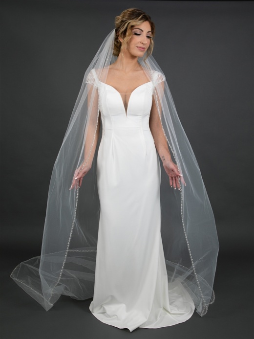 Chapel Length Veil with Pencil Edge