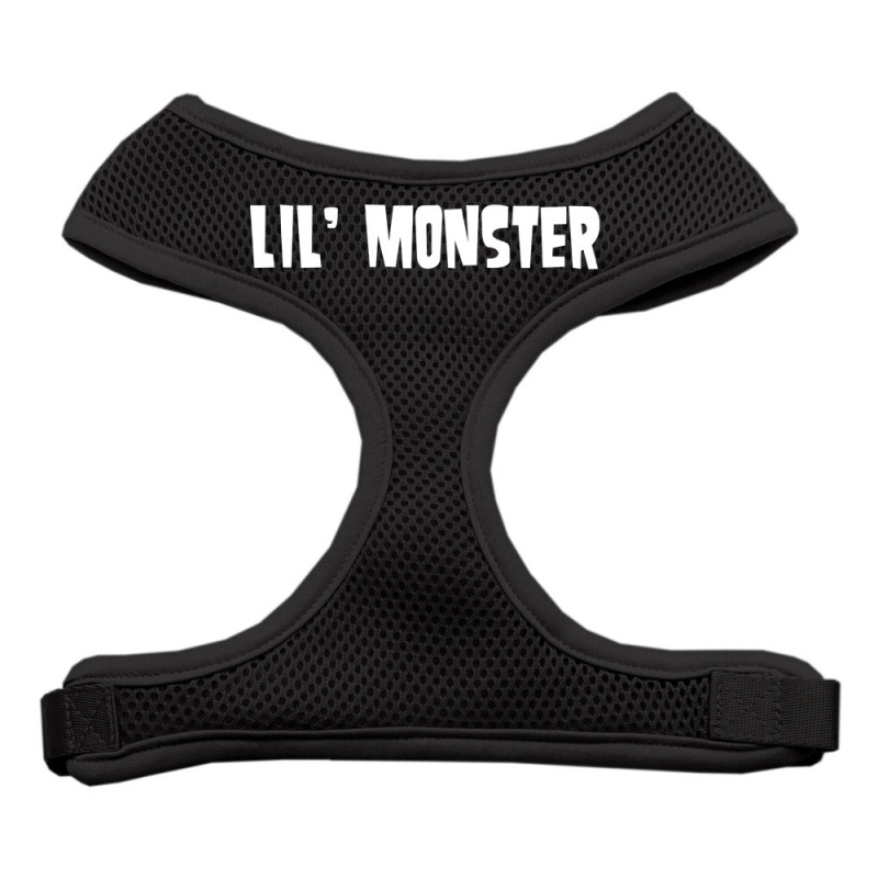 Lil' Monster Design Soft Mesh Pet Harness Black Medium
