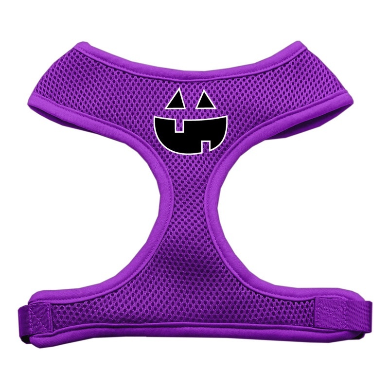 Pumpkin Face Design Soft Mesh Pet Harness Purple Small
