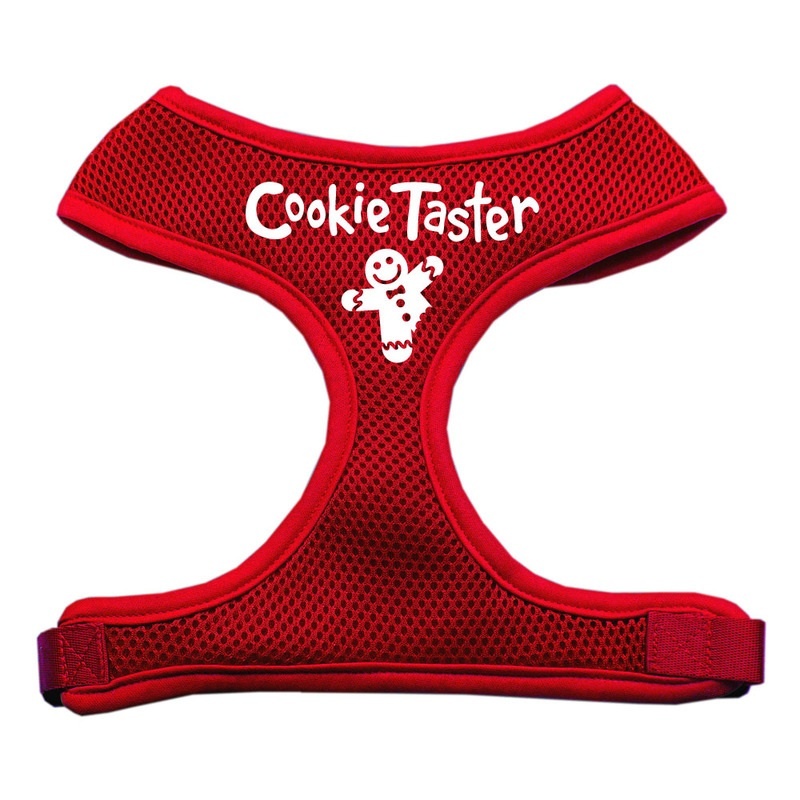 Cookie Taster Screen Print Soft Mesh Pet Harness Red Extra Large