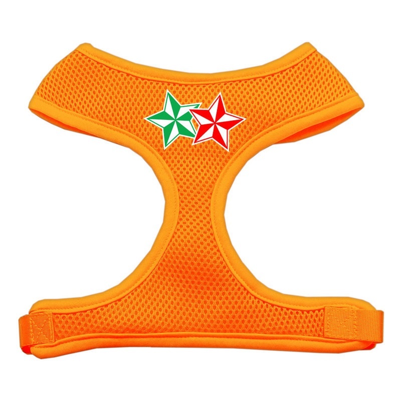 Double Holiday Star Screen Print Mesh Pet Harness Orange Small