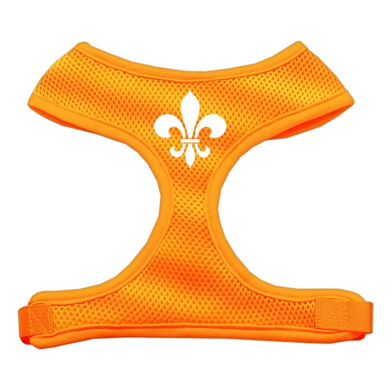 Fleur De Lis Design Soft Mesh Pet Harness Orange Medium