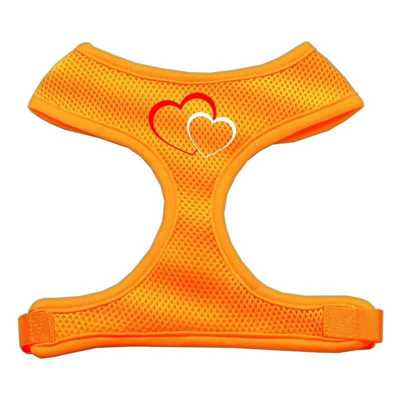 Double Heart Design Soft Mesh Pet Harness Orange Small