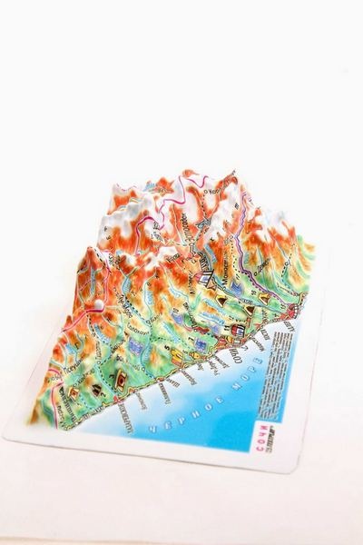 Sochi Raised Relief Map, Souvenir Size