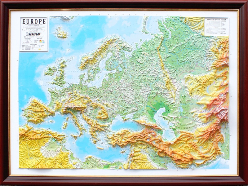 Europe Raised Relief Map, Large (44" X 32")