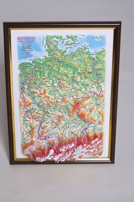 Germany Raised Relief Map, Gift Size (9" X 12")