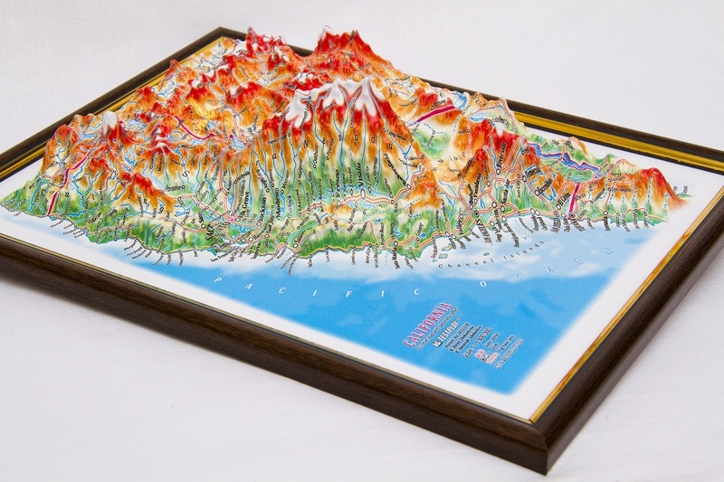 California Raised Relief Map, Gift Size (9" X 12")