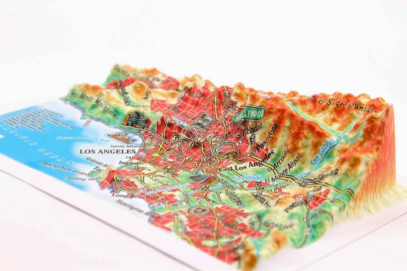 Los Angeles Raised Relief Map, Souvenir Size