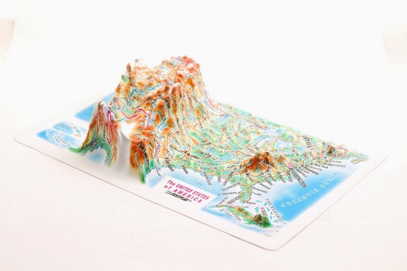 Us Raised Relief Map, Souvenir Size
