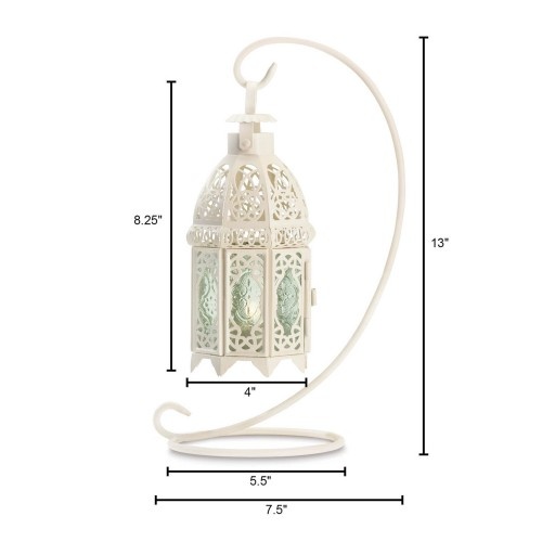 White Fancy Candle Lantern With Stand