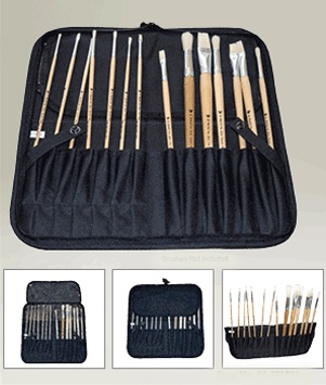 Just Stow It Easel Back Brush Case, Black