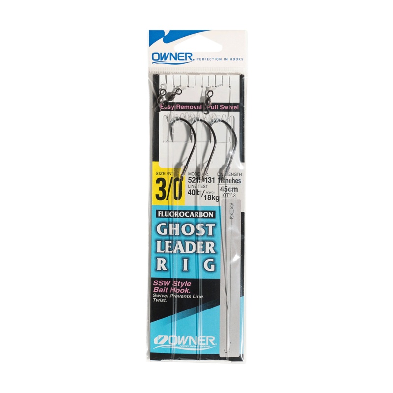 Owner Ghost Leaders W/ Bait Hook - 3Pk
