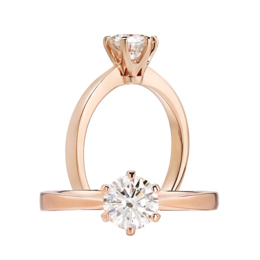 0.8 Carat Lab Grown Diamond Ring 6 Claws Rose Gold