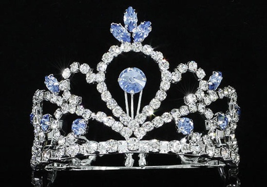 My-jewels Flower Girl / Baby Crystal Full Circle Round Blue Mini Crown Tiara