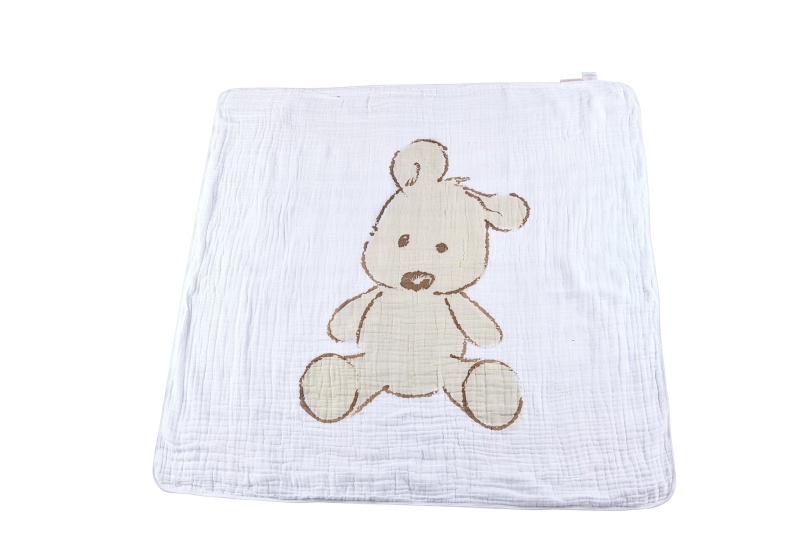 Teddy Bear And Plaid Cotton Muslin Newcastle Blanket