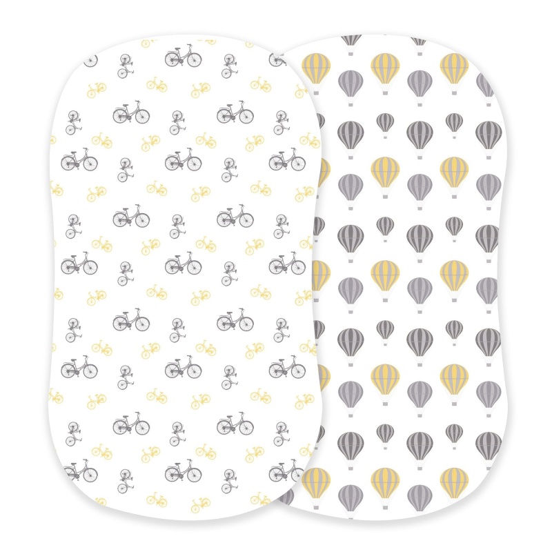 Vintage Bicycles And Hot Air Balloon Bamboo Changing Pad Cover/Bassinet Sheet