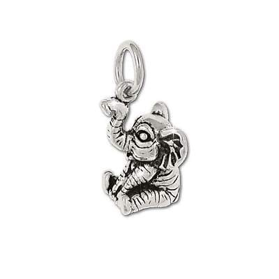 Sterling Silver Cute Sitting Baby Elephant Charm Pendant