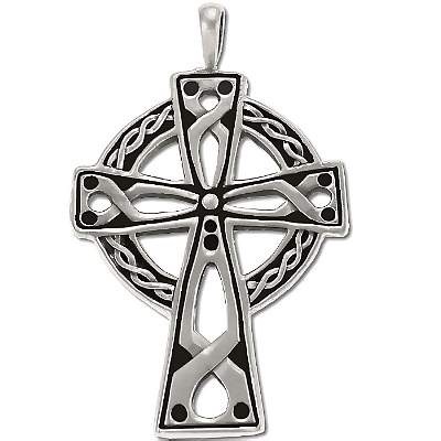 Sterling Silver Large Open Oxidized Celtic Cross Pendant