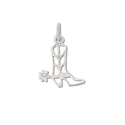 Sterling Silver Openwork Cowboy Boot With Spur Pendant