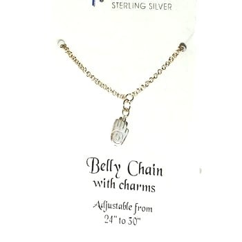 Sterling Silver Adjustable Belly Chain With Charms
