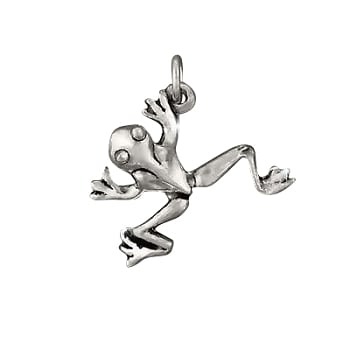 Sterling Silver Climbing Frog Charm Pendant