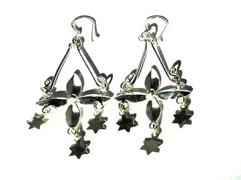 Sterling Silver Cross With Star Dangle Earrings